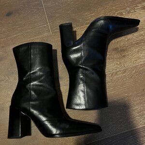 Schutz Raffaela black leather heeled boots